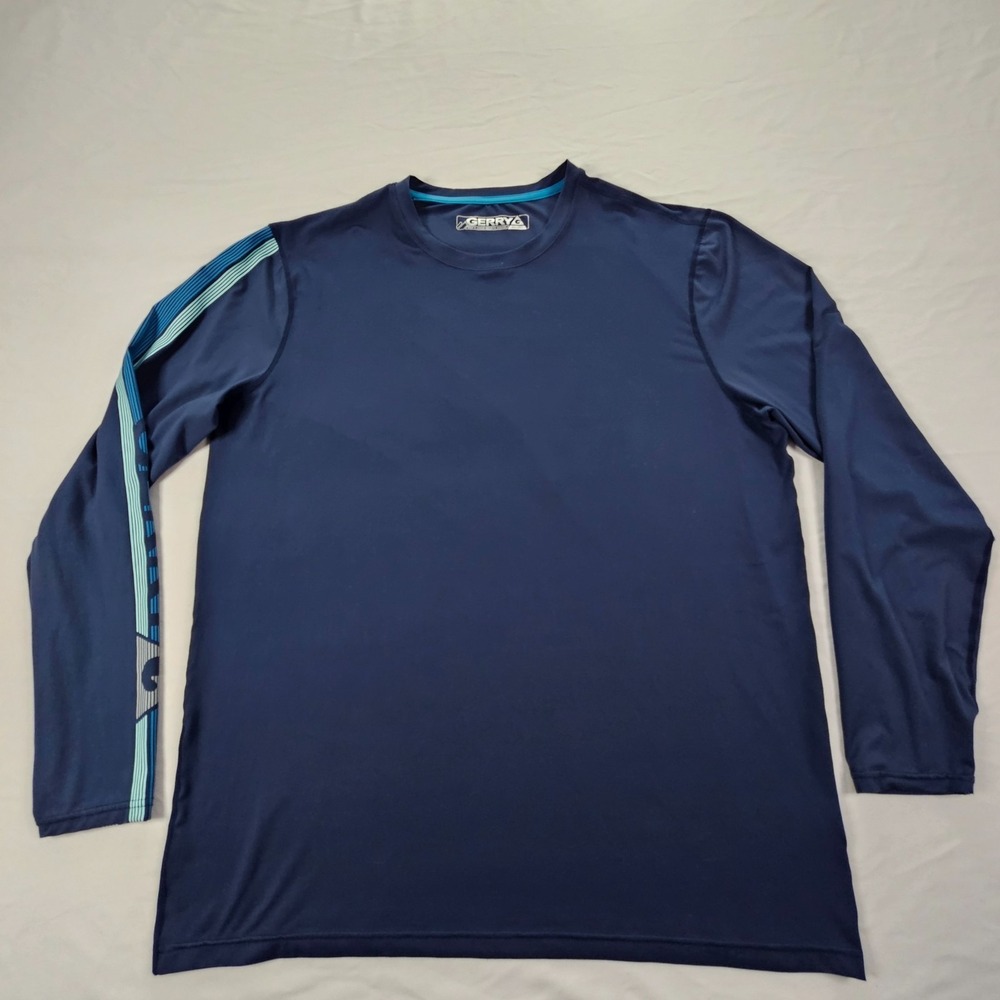 Gerry Blue Long Sleeve Polyester Spandex Performance T-Shirt Men's 2XL‎